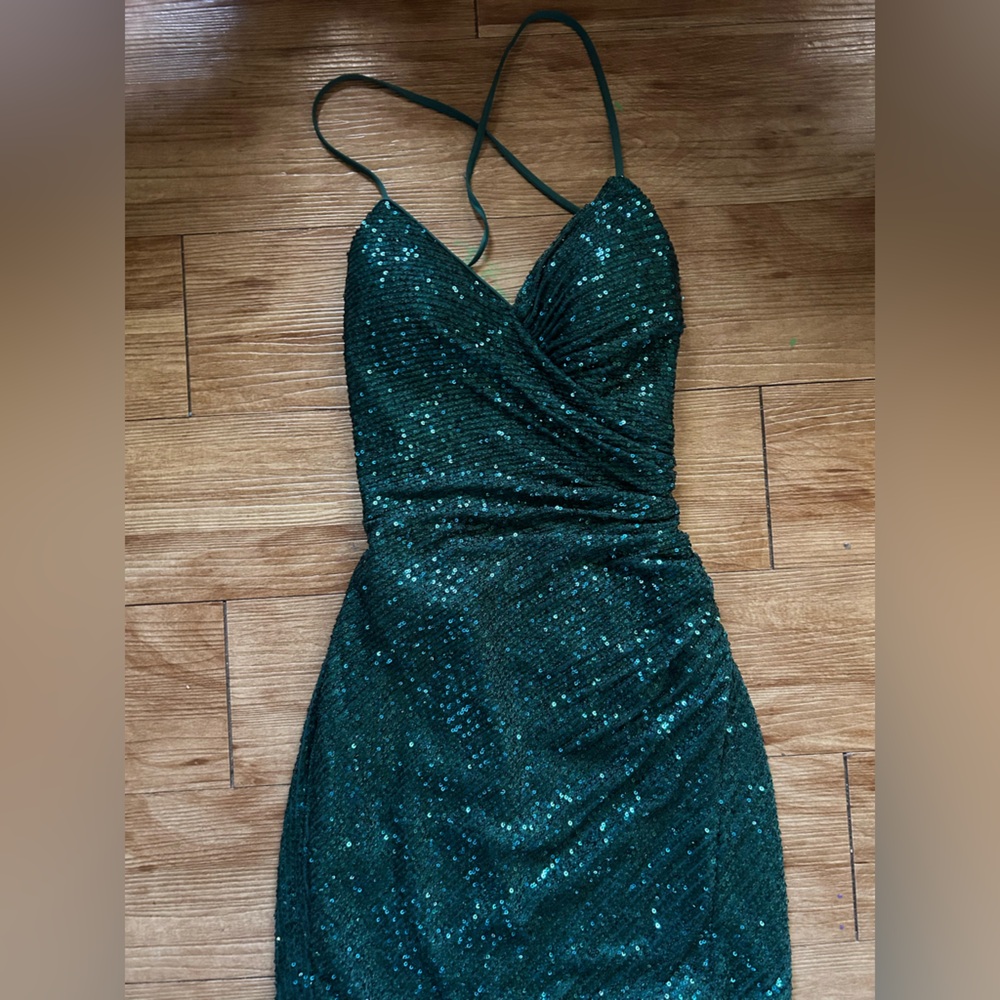 Sparkling Green Sequin Mini Dress